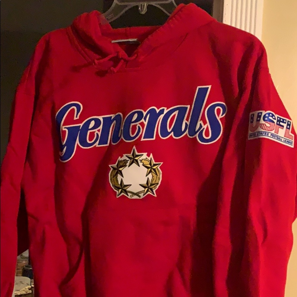 Vintage Stock Majestic USFL NJ Generals Hoodie Jersey Jets Giants EUC NFL Retro